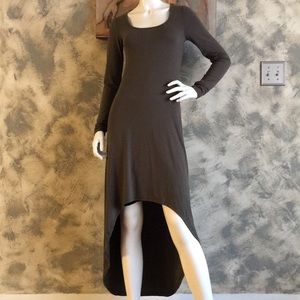 NWOT Xhilaration Dark Green Hi-Low Uneven Hem Long Sleeve Dress Small